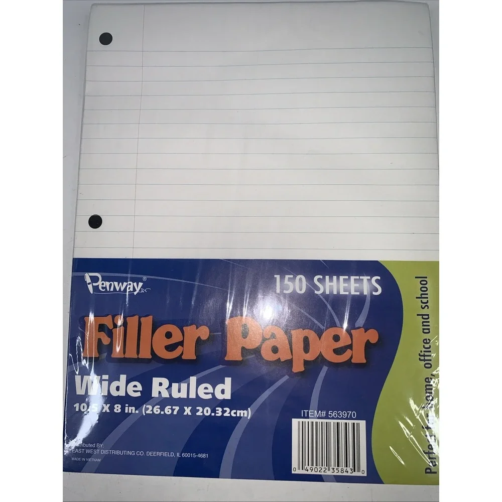 Penway 150‎ Sheets Wide ruled notebook filler paper 10.5x8